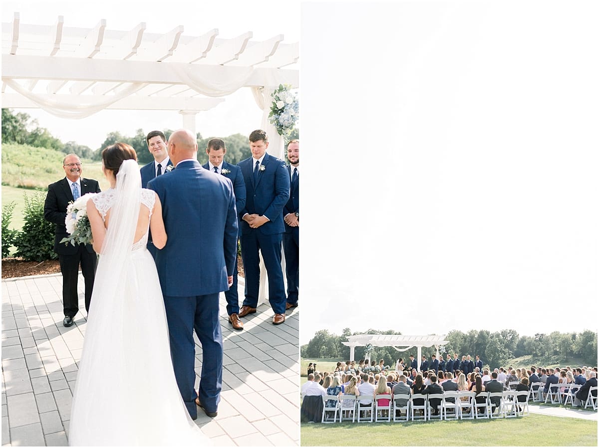 Arielle Peters Photography | Father of the bride walking the bride down the aisle at The Blue Heron at Blackthorn in South Bend, Indiana on wedding day.