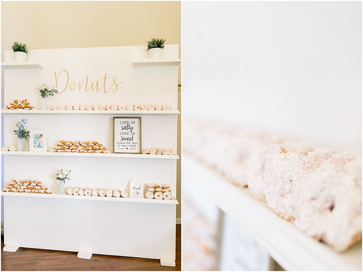 Arielle Peters Photography | Wedding reception table settings and dessert station at The Blue Heron at Blackthorn in South Bend, Indiana on wedding day.