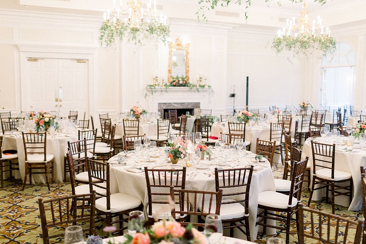 Arielle Peters Photography | Wedding reception table settings and floral arrangements at Sycamore Hills Golf Club in Fort Wayne, Indiana on wedding day.