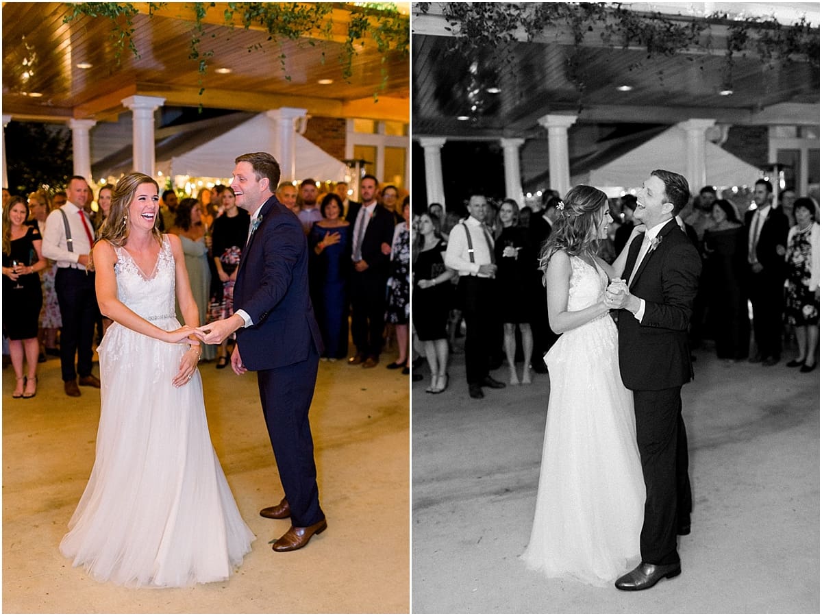 Arielle Peters Photography | Bride and groom sharing first dance at wedding reception at Sycamore Hills Golf Club in Fort Wayne, Indiana on wedding day.