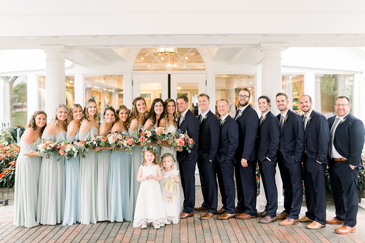 Arielle Peters Photography | Wedding party smiling outside on wedding day at Sycamore Hills Golf Club in Fort Wayne, Indiana.