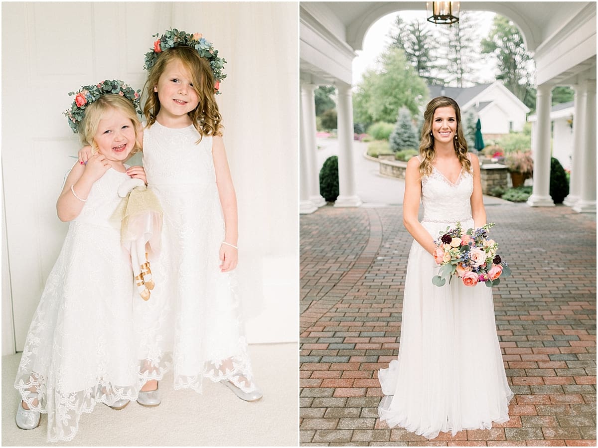 Arielle Peters Photography | Bride and flower girls smiling at Sycamore Hills Golf Club in Fort Wayne, Indiana.