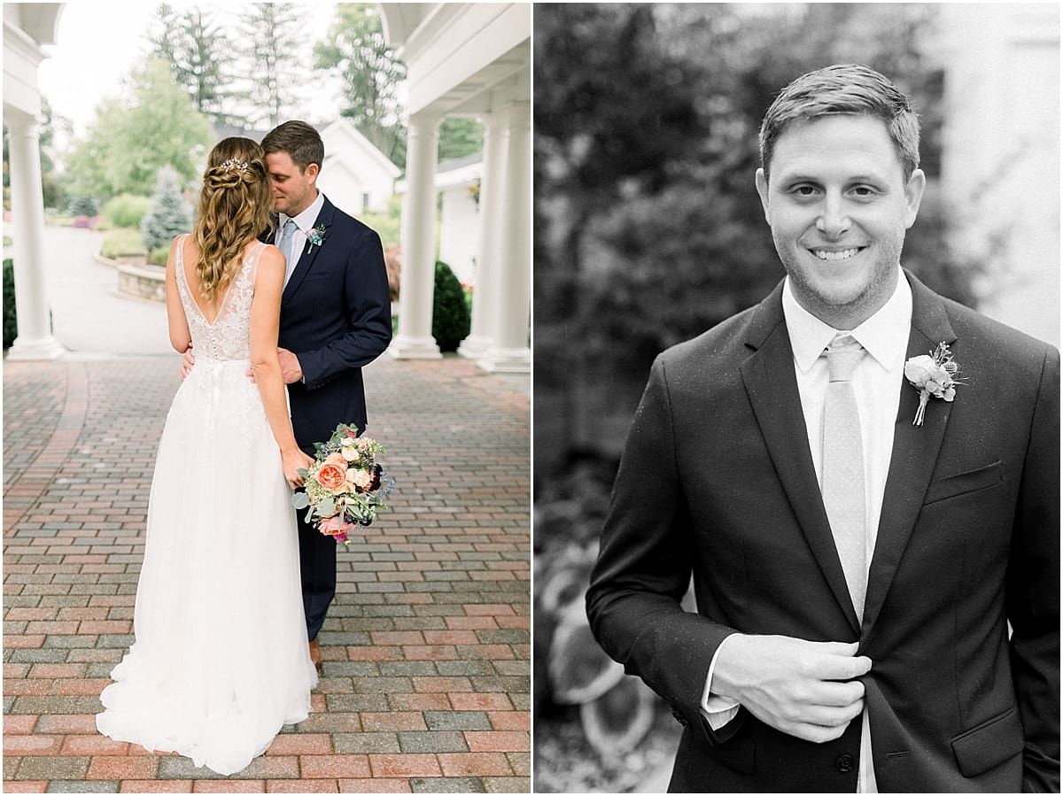 Arielle Peters Photography | Bride and groom kissing outside on wedding day at Sycamore Hills Golf Club in Fort Wayne, Indiana.