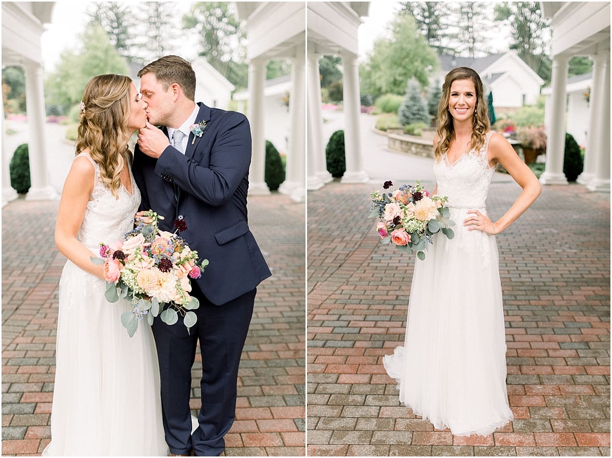 Arielle Peters Photography | Bride and groom kissing outside on wedding day at Sycamore Hills Golf Club in Fort Wayne, Indiana.