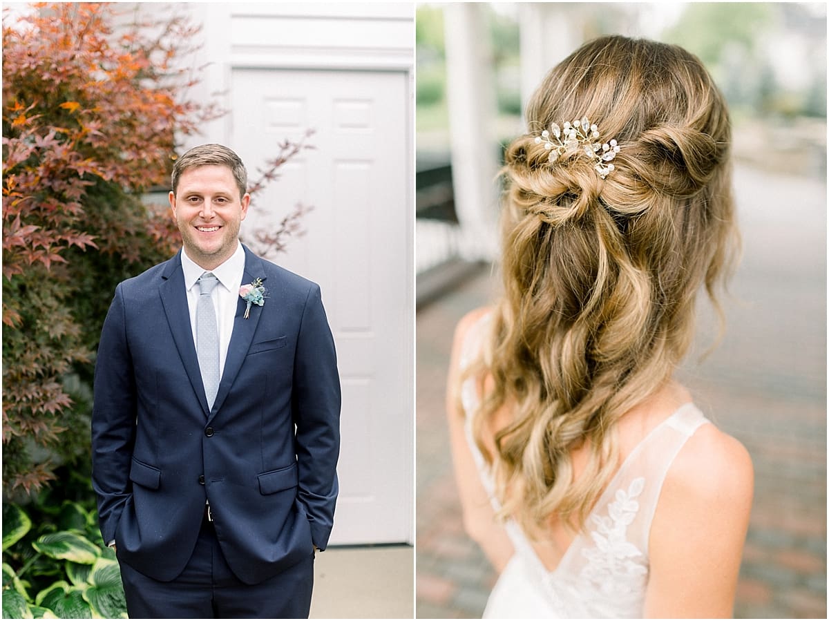 Arielle Peters Photography | Bride and groom smiling outside on wedding day at Sycamore Hills Golf Club in Fort Wayne, Indiana.