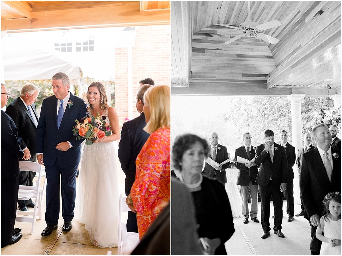 Arielle Peters Photography | Father of the bride walking the bride down the aisle at Sycamore Hills Golf Club in Fort Wayne, Indiana on wedding day.