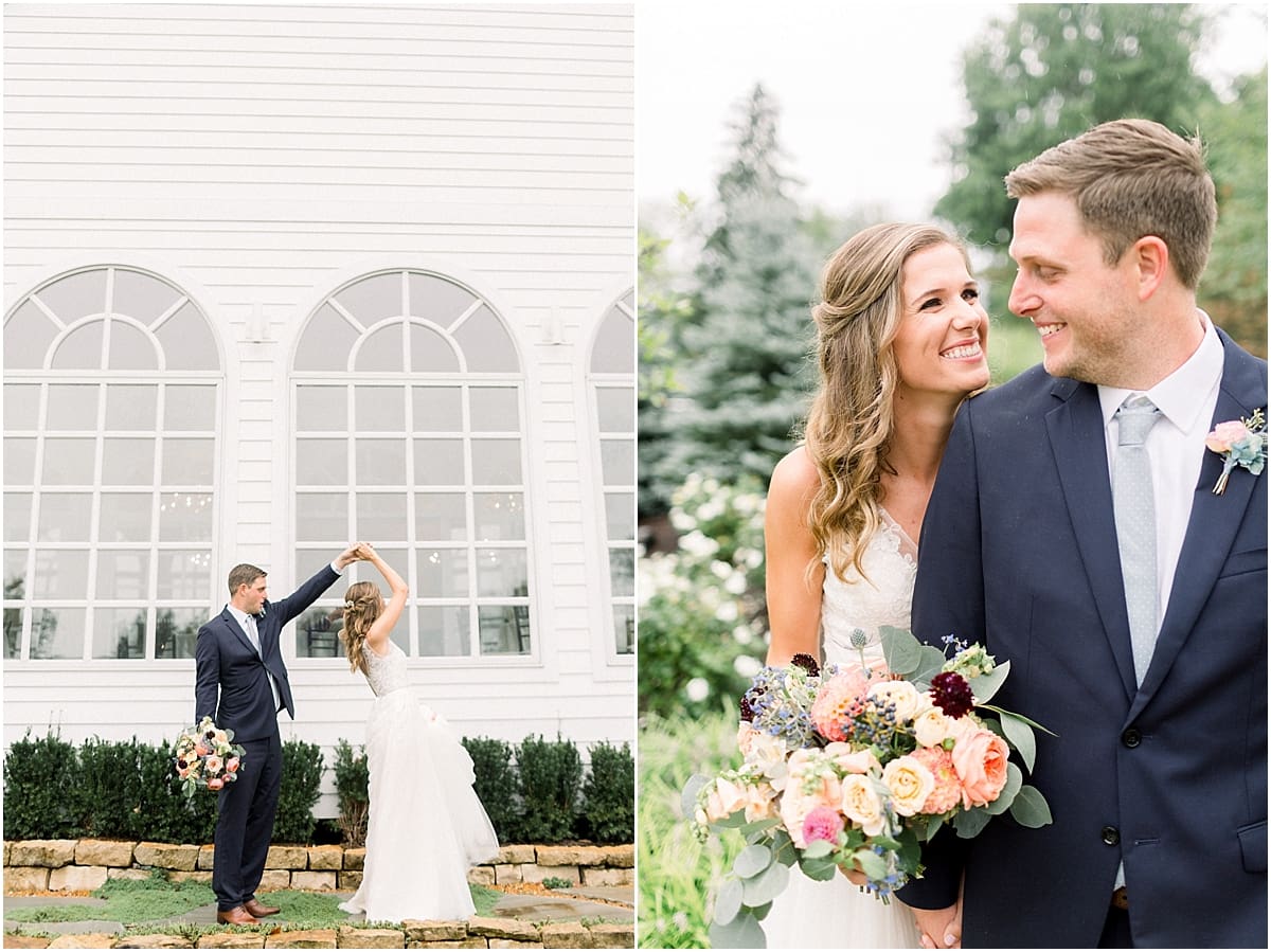 Arielle Peters Photography | Bride and groom dancing outside in the rain at Sycamore Hills Golf Club in Fort Wayne, Indiana on wedding day.
