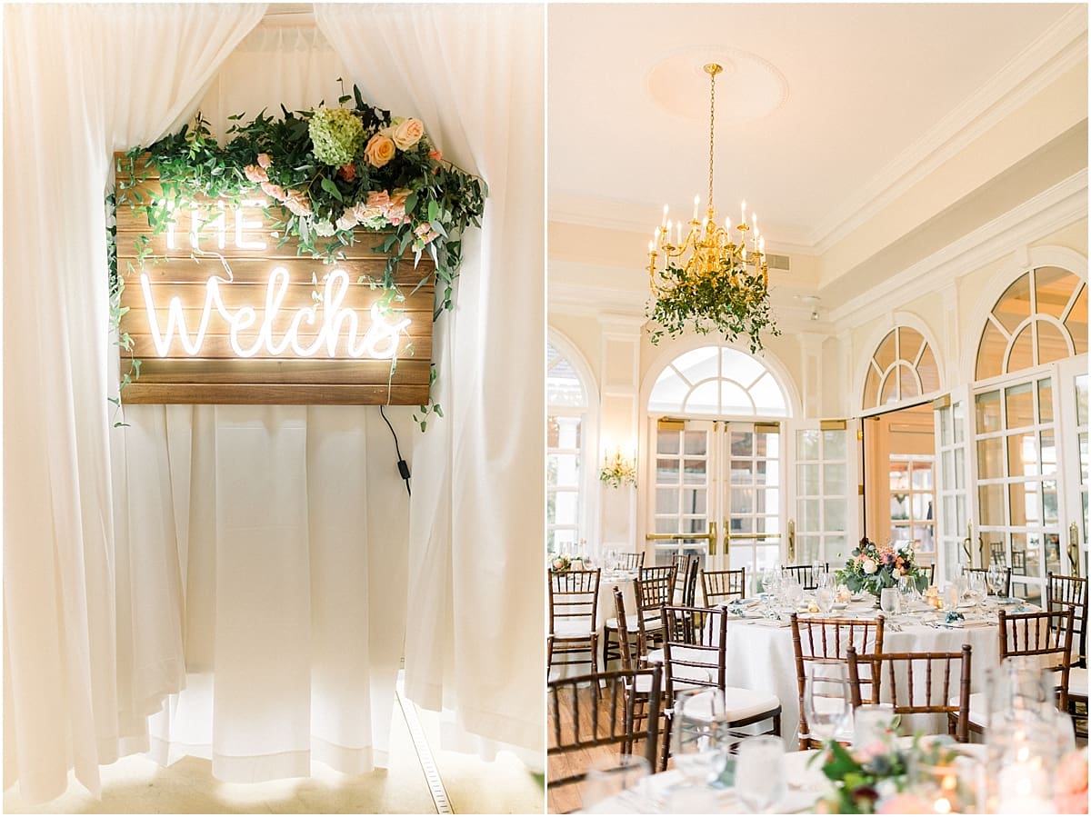 Arielle Peters Photography | Wedding reception table settings and floral arrangements at Sycamore Hills Golf Club in Fort Wayne, Indiana on wedding day.