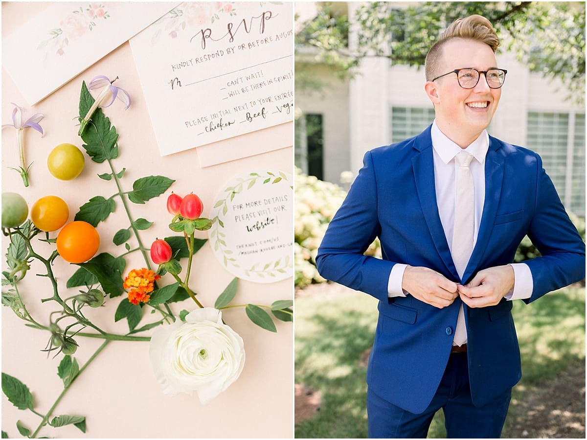 Arielle Peters Photography | Groom buttoning his jacket at The Bridgewater Club in Carmel, Indiana on wedding day.