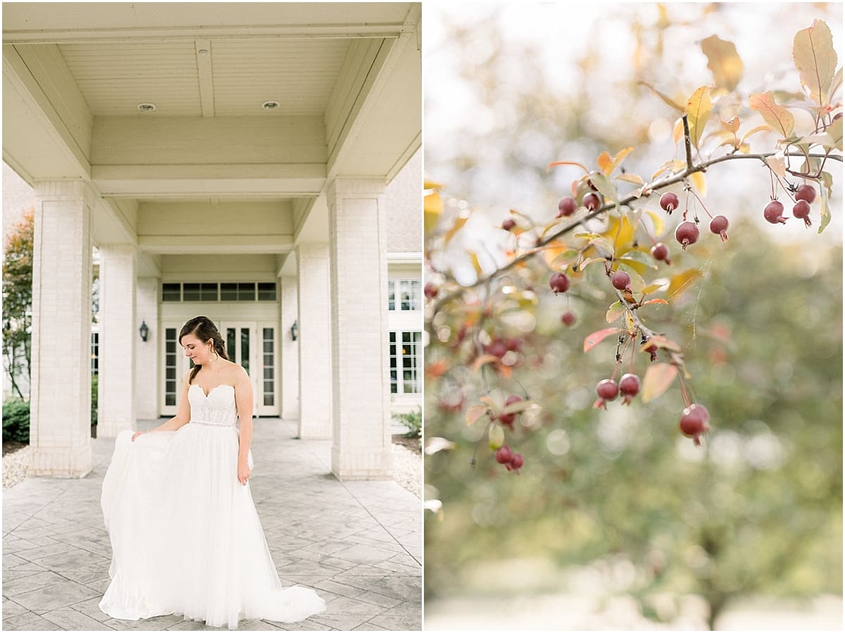 Arielle Peters Photography | Bride outside in her wedding gown at The Bridgewater Club in Carmel, Indiana on wedding day.