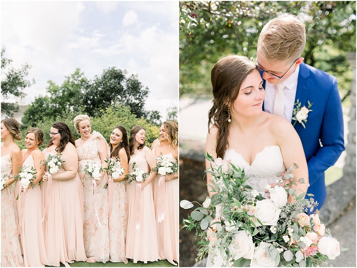 Arielle Peters Photography | Bride and groom smiling at each other outside at The Bridgewater Club in Carmel, Indiana on wedding day.