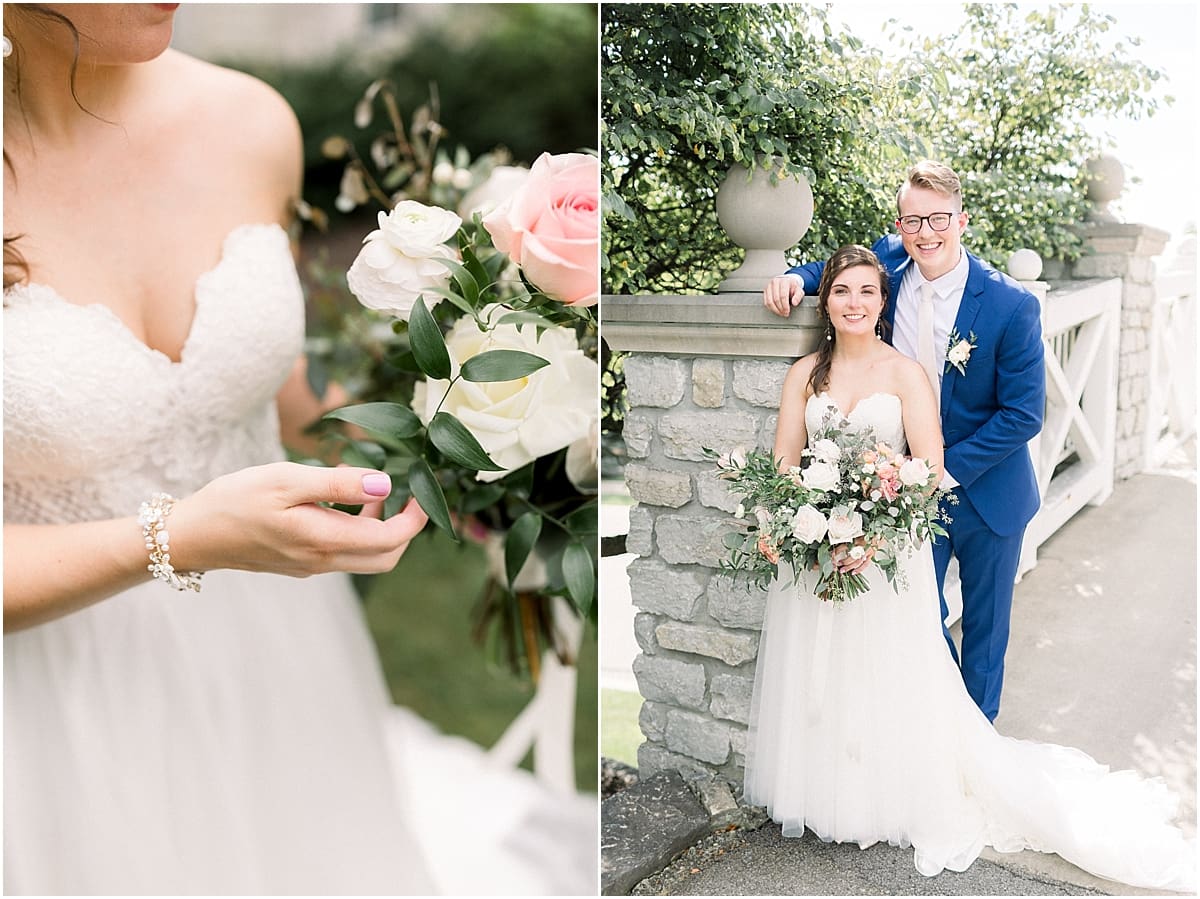 Arielle Peters Photography | Bride and groom smiling at each other outside at The Bridgewater Club in Carmel, Indiana on wedding day.