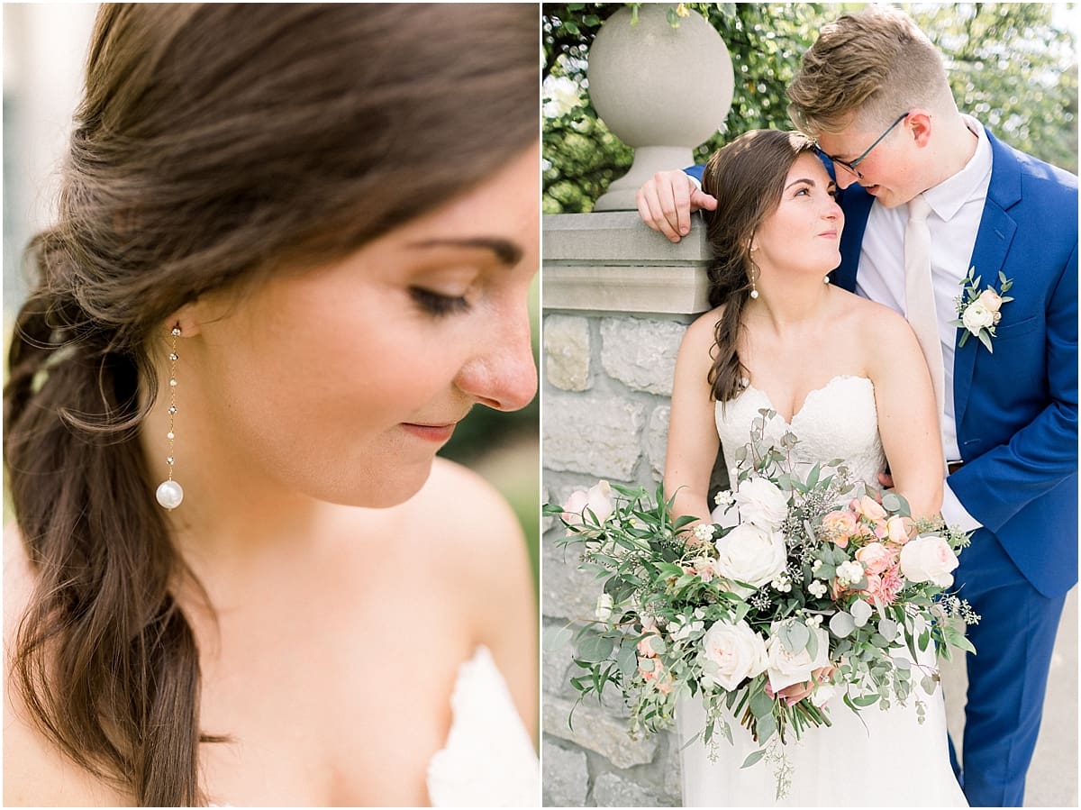 Arielle Peters Photography | Bride and groom smiling at each other outside at The Bridgewater Club in Carmel, Indiana on wedding day.
