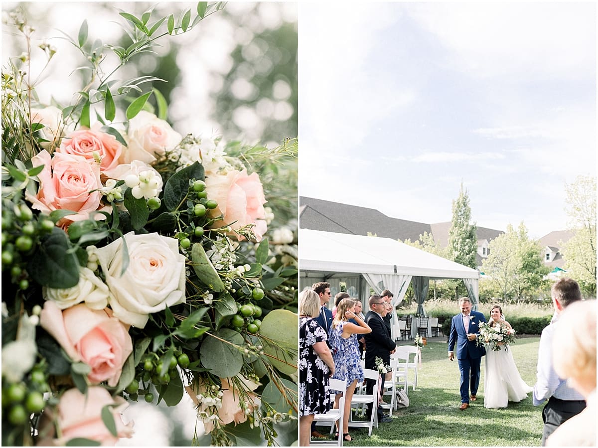Arielle Peters Photography | Father of the bride walking the bride down the aisle at The Bridgewater Club in Carmel, Indiana on wedding day.
