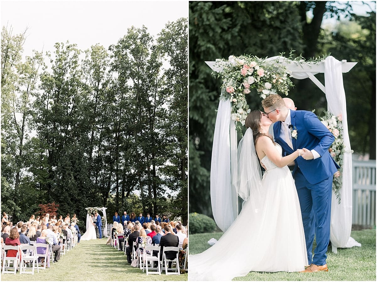 Arielle Peters Photography | Bride and groom kissing at the alter at The Bridgewater Club in Carmel, Indiana on wedding day.