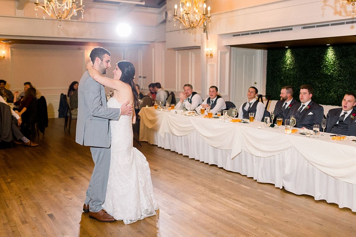 Arielle Peters Photography | Bride and groom sharing first dance at wedding reception at The Madison Club in Madison, Wisconsin on wedding day.
