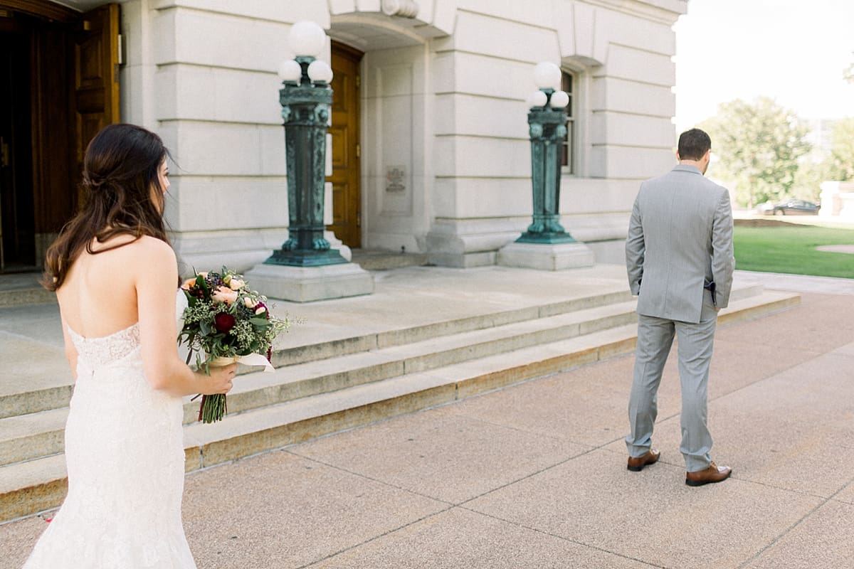 Arielle Peters Photography | Bride and groom having first reveal on wedding day in Madison, Wisconsin.