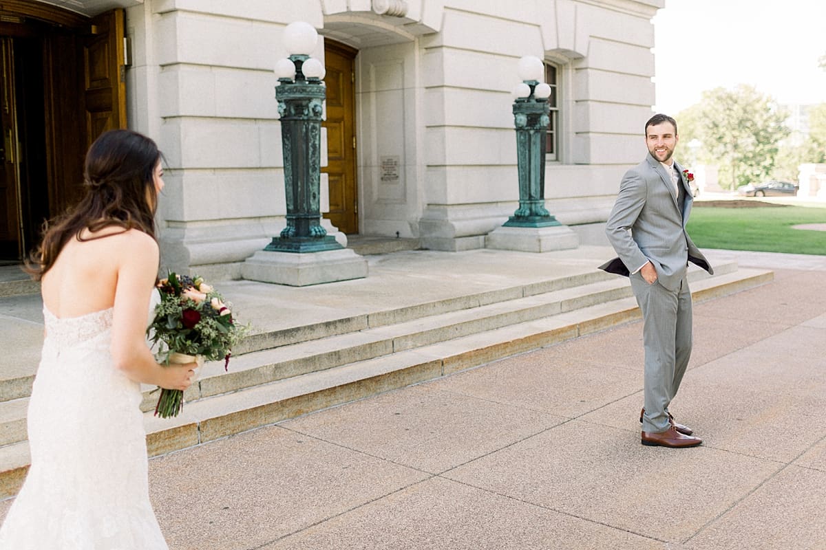 Arielle Peters Photography | Bride and groom having first reveal on wedding day in Madison, Wisconsin.