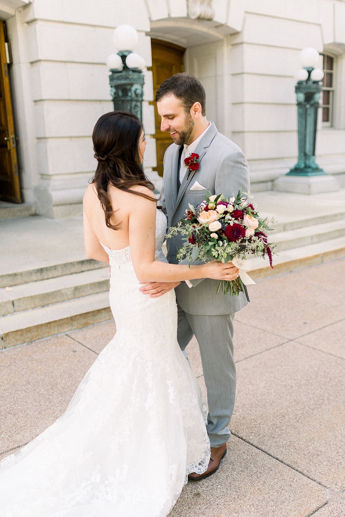 Arielle Peters Photography | Groom seeing bride on wedding day in Madison, Wisconsin.