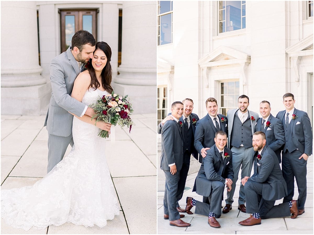 Arielle Peters Photography | Bride and groom and groomsmen smiling on wedding day in Madison, Wisconsin.