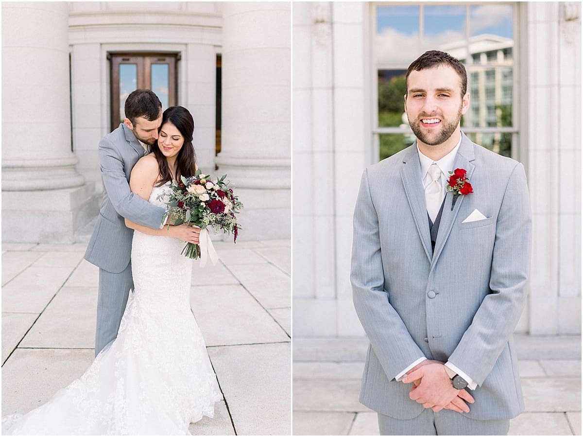 Arielle Peters Photography | Bride in groom's arms at Monona Terrace in Madison, Wisconsin on wedding day.