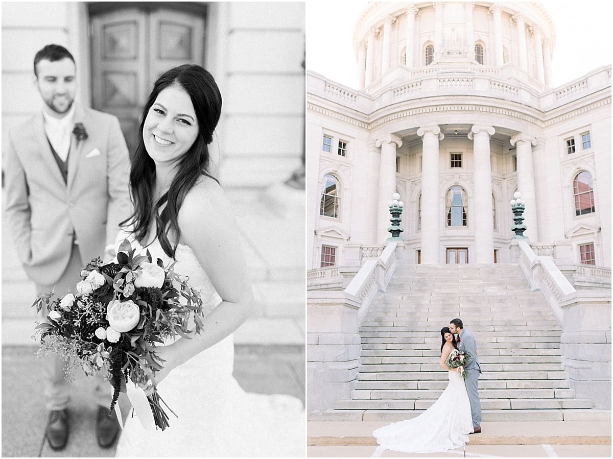 Arielle Peters Photography | Groom smiling at bride on wedding day at Monona Terrace in Madison, Wisconsin.