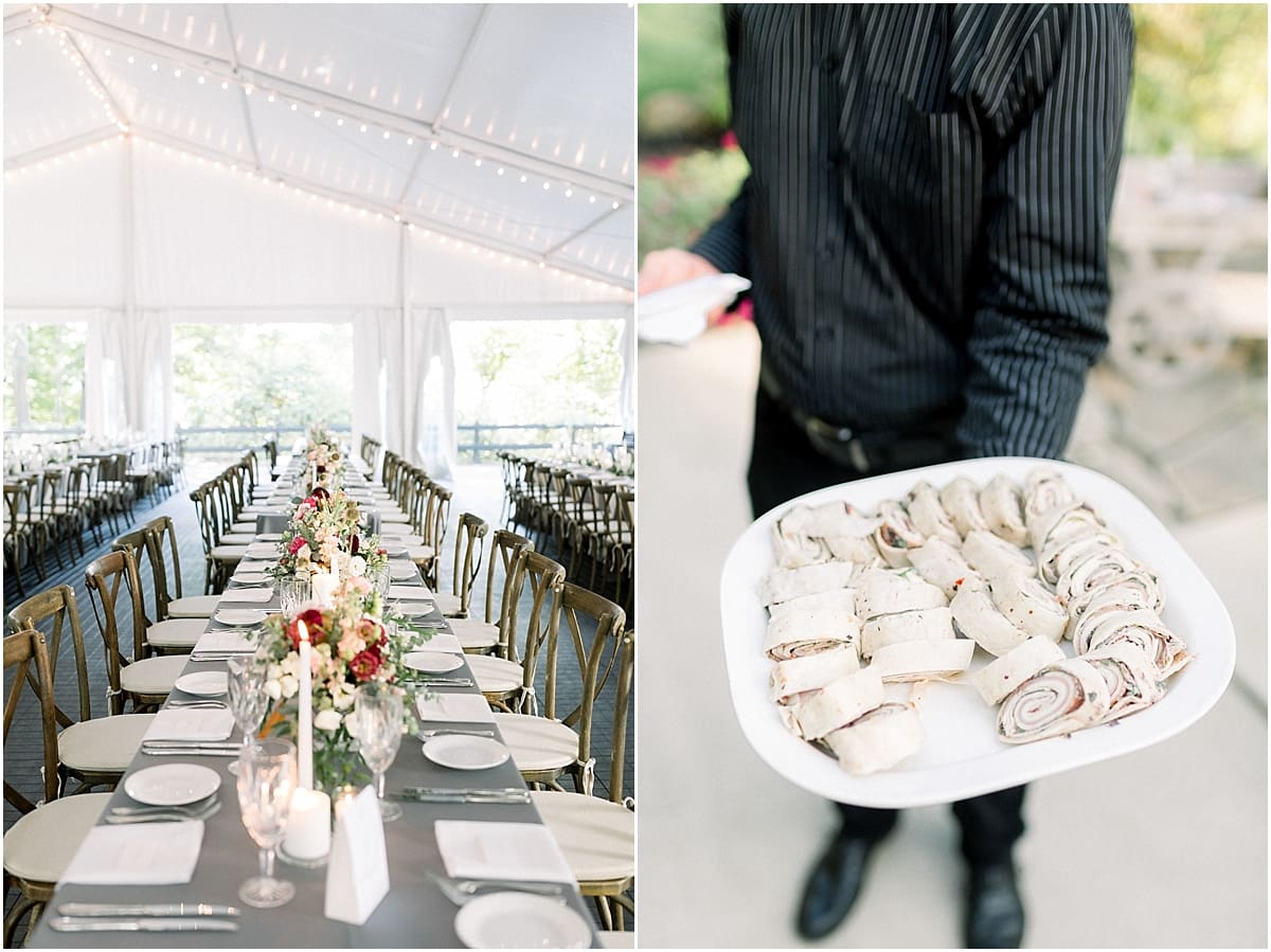 Arielle Peters Photography | Wedding reception table settings and floral arrangements at The Morris Estate in Niles, Michigan on wedding day.  