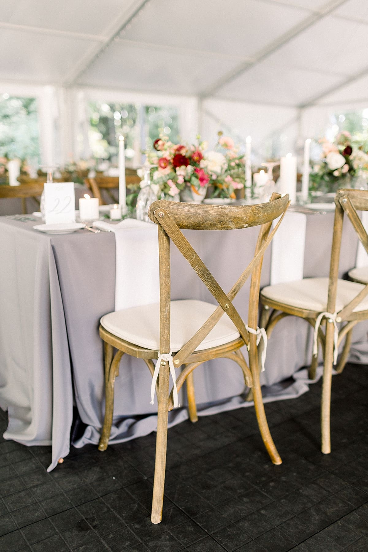 Arielle Peters Photography | Wedding reception table settings and floral arrangements at The Morris Estate in Niles, Michigan on wedding day.  