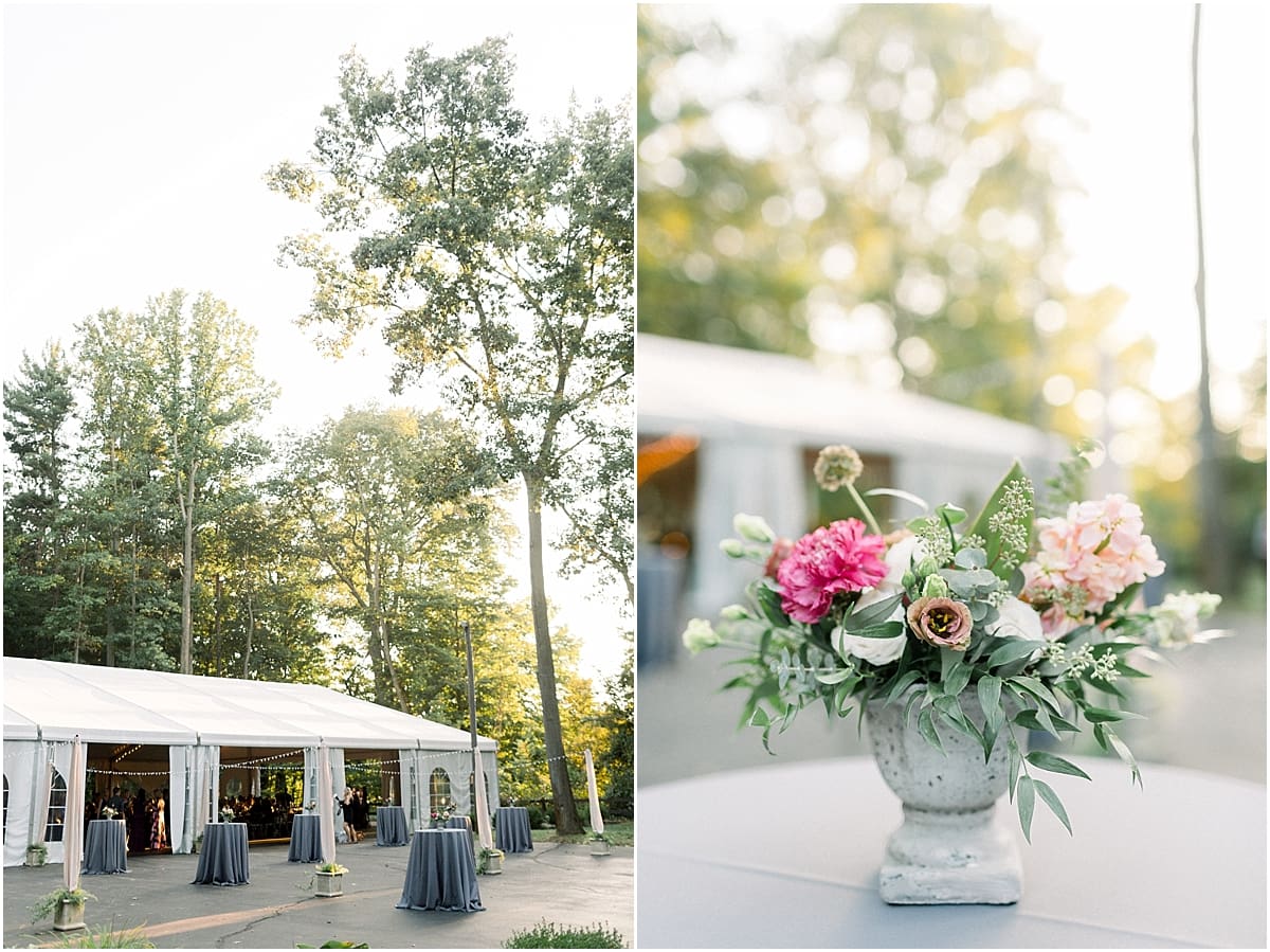 Arielle Peters Photography | Wedding reception tent and decorations at The Morris Estate in Niles, Michigan on wedding day.  