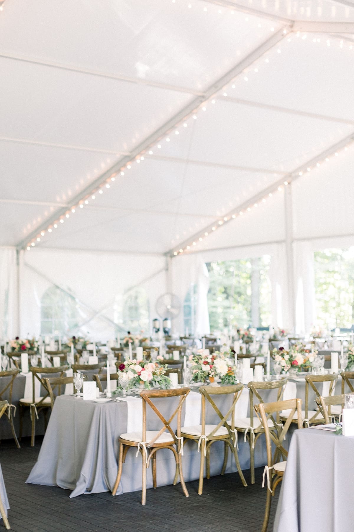 Arielle Peters Photography | Wedding reception table settings and floral arrangements at The Morris Estate in Niles, Michigan on wedding day.  