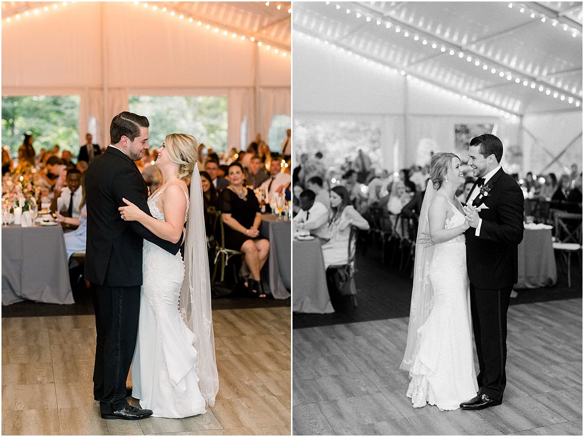 Arielle Peters Photography | Bride and groom sharing first dance at wedding reception at The Morris Estate in Niles, Michigan on wedding day.  