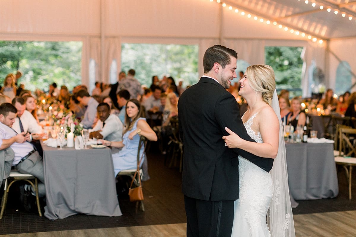 Arielle Peters Photography | Bride and groom sharing first dance at wedding reception at The Morris Estate in Niles, Michigan on wedding day.  