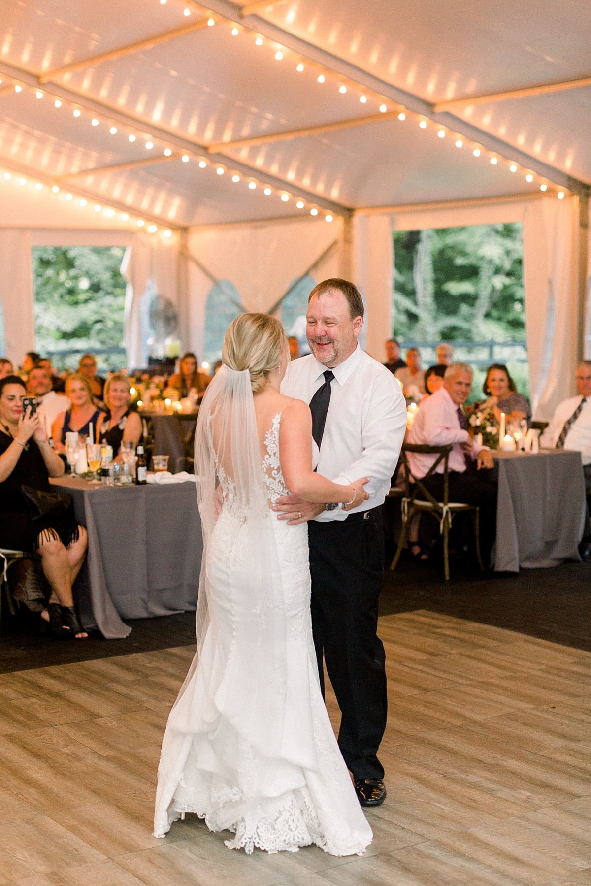 Arielle Peters Photography | Father of the bride and bride sharing a dance at wedding reception at The Morris Estate in Niles, Michigan on wedding day.  