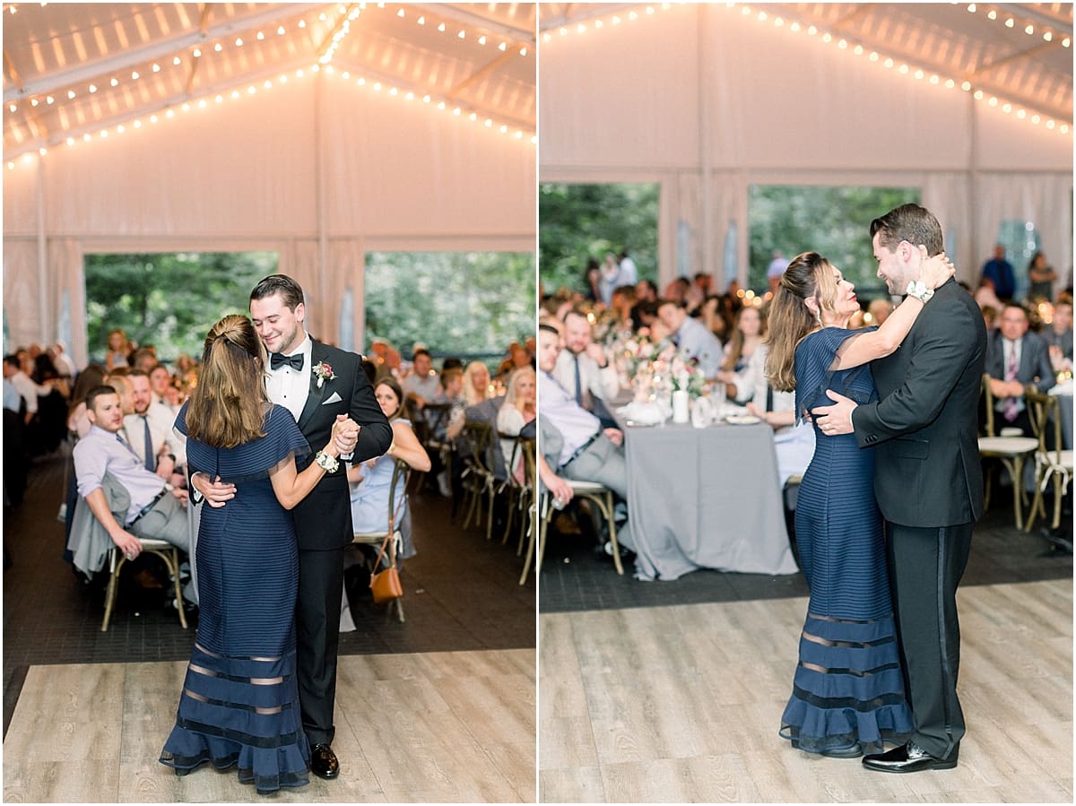 Arielle Peters Photography | Mother of groom and groom sharing a dance at wedding reception at The Morris Estate in Niles, Michigan on wedding day.  