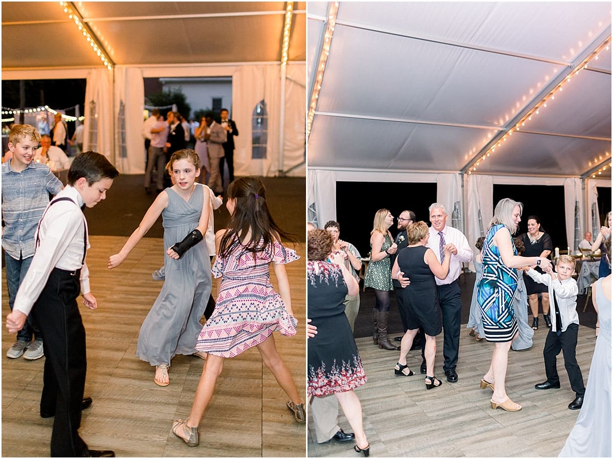 Arielle Peters Photography | Wedding guests and kids dancing at wedding reception at The Morris Estate in Niles, Michigan on wedding day.  