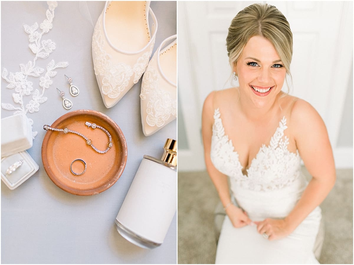 Arielle Peters Photography | Bride smiling in her wedding dress at The Morris Estate in Niles, Michigan on wedding day. 