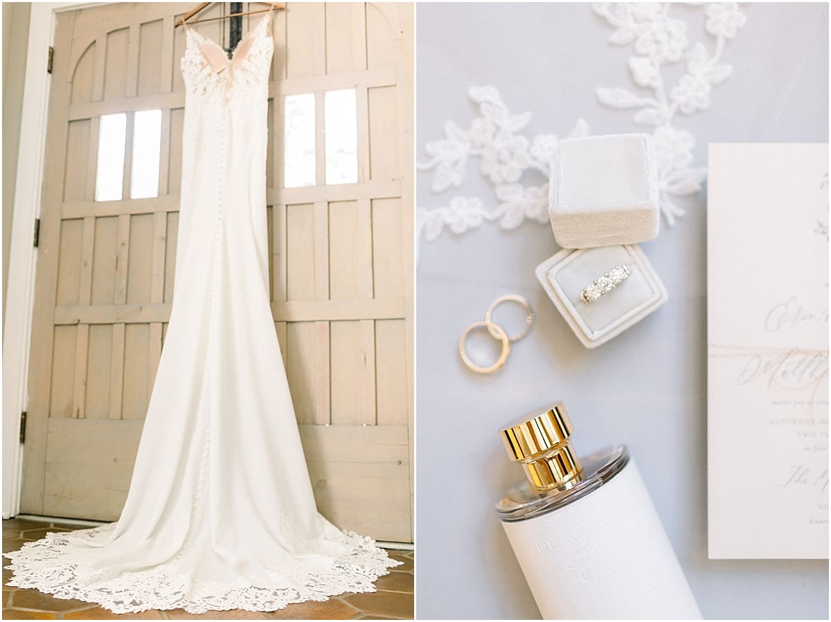 Arielle Peters Photography | Wedding dress hanging in doorway at The Morris Estate in Niles, Michigan on wedding day. 