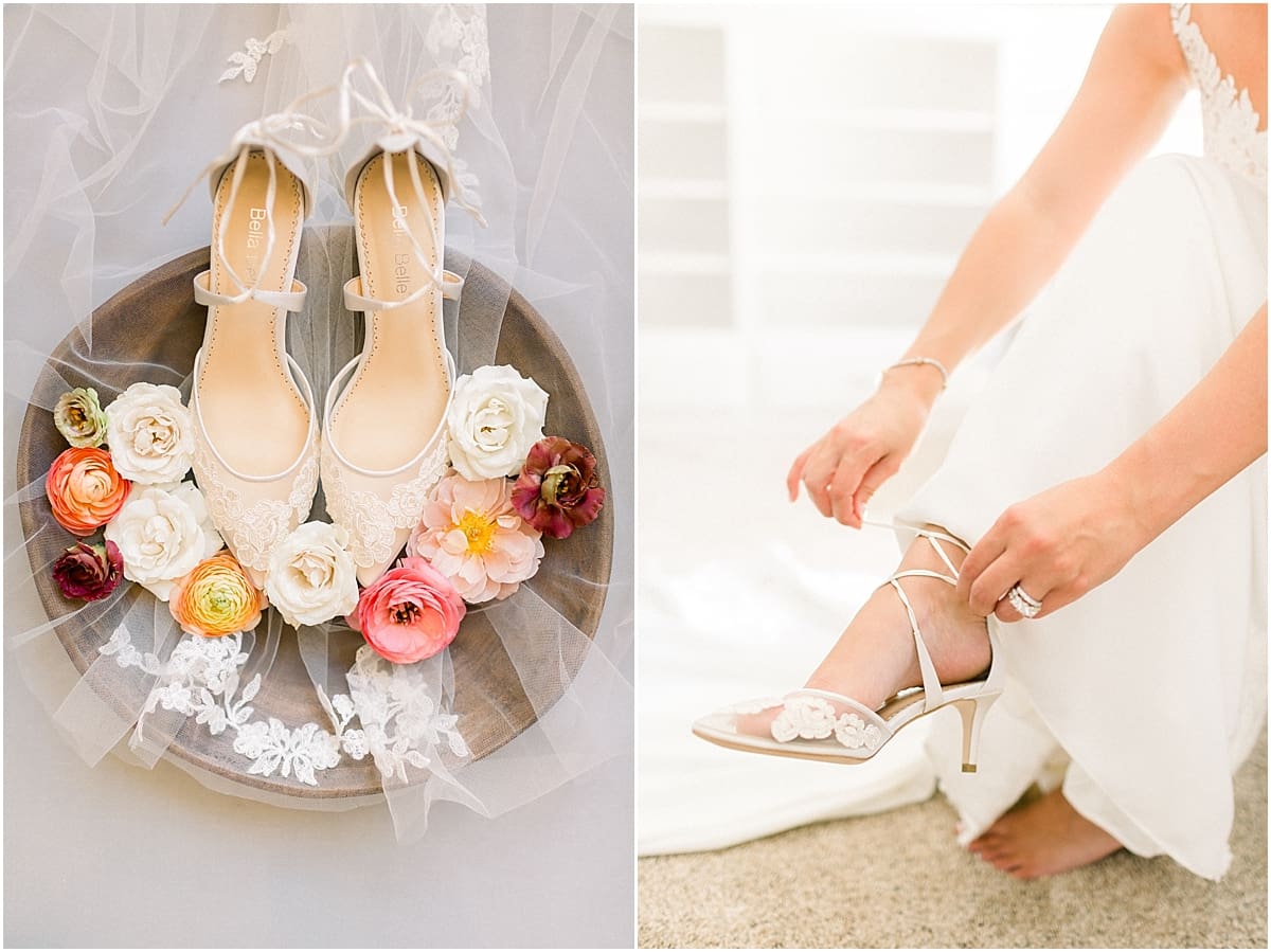 Arielle Peters Photography | Bride putting on her wedding day shoes at The Morris Estate in Niles, Michigan on wedding day. 