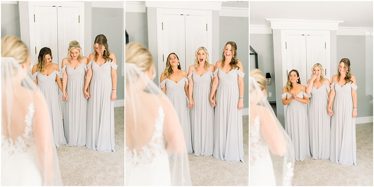 Arielle Peters Photography | Bridesmaids getting first look at bride at The Morris Estate in Niles, Michigan on wedding day. 