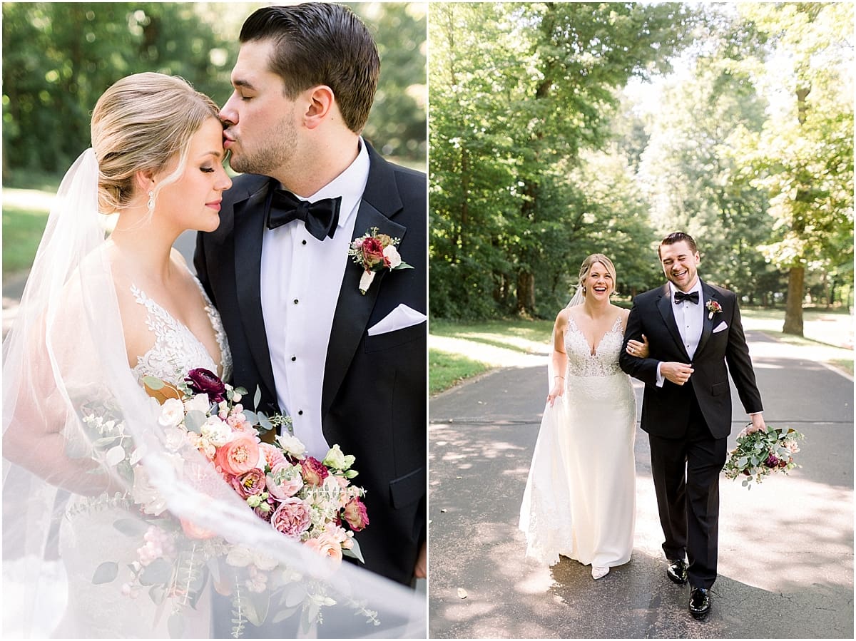 Arielle Peters Photography | Bride and groom walking outside at The Morris Estate in Niles, Michigan on wedding day. 