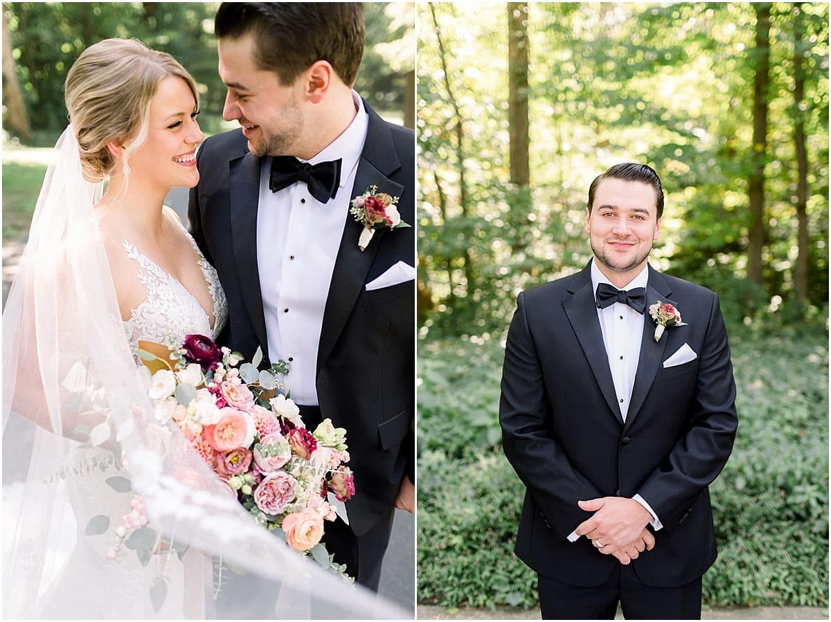 Arielle Peters Photography | Bride and groom smiling outside at The Morris Estate in Niles, Michigan on wedding day. 
