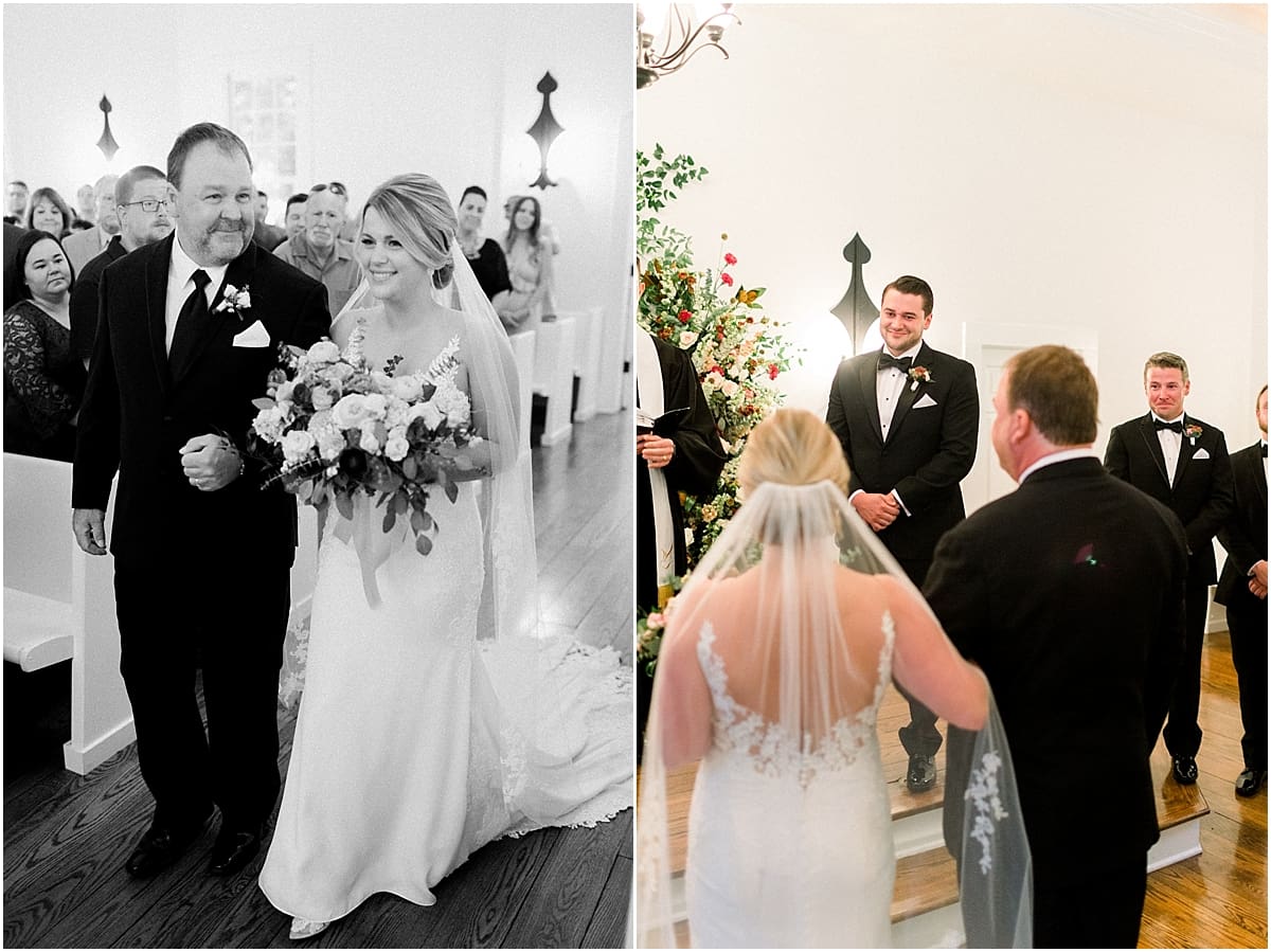 Arielle Peters Photography | Father of the bride walking the bride down the aisle at The Morris Estate in Niles, Michigan on wedding day. 
