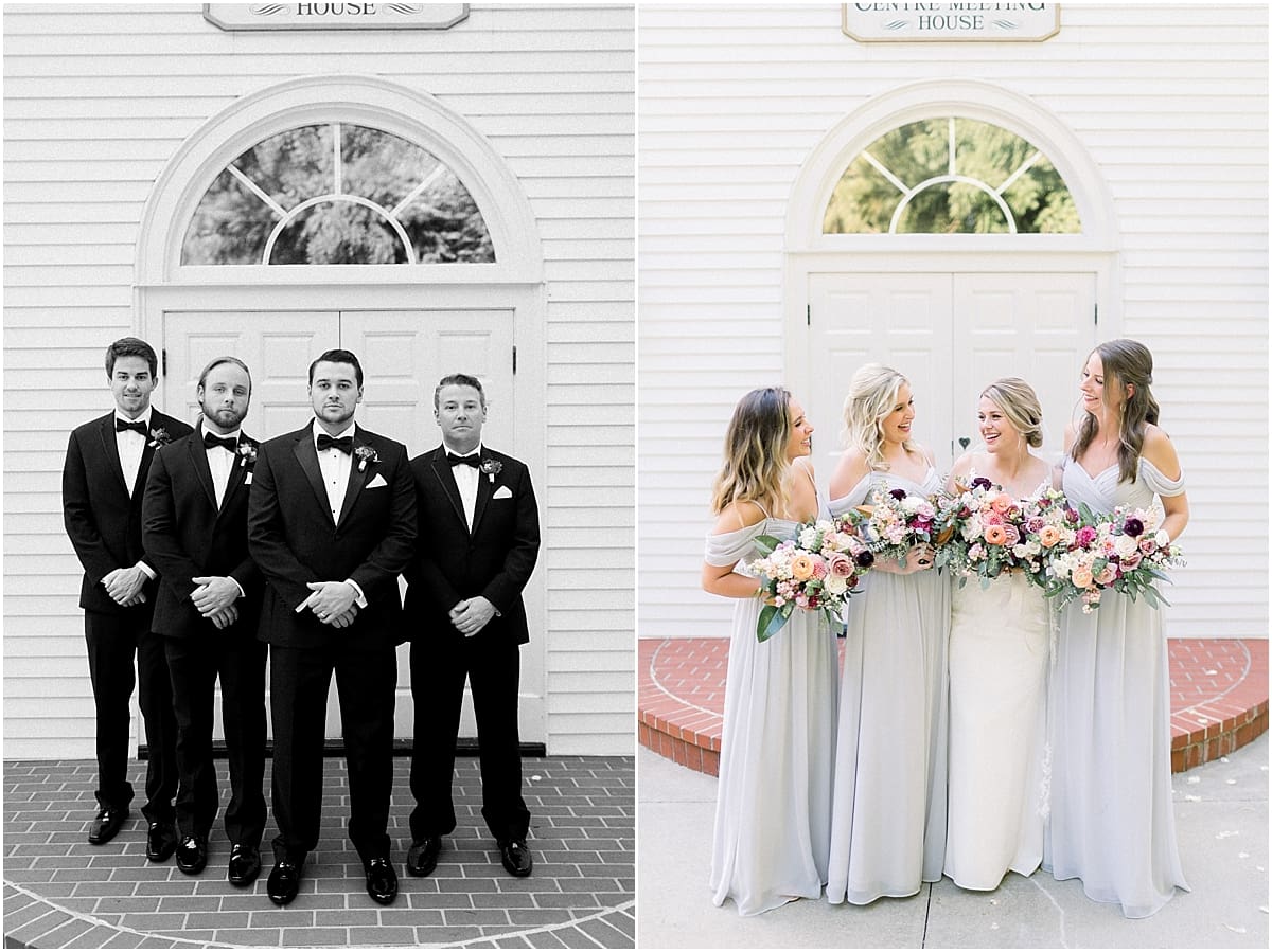 Arielle Peters Photography | Bride and groom with party outside the church at The Morris Estate in Niles, Michigan on wedding day. 