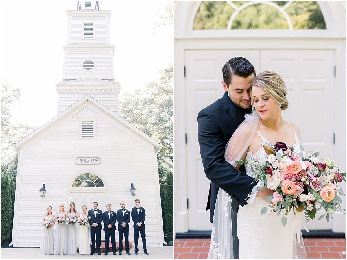 Arielle Peters Photography | Bride and groom outside the church at The Morris Estate in Niles, Michigan on wedding day. 