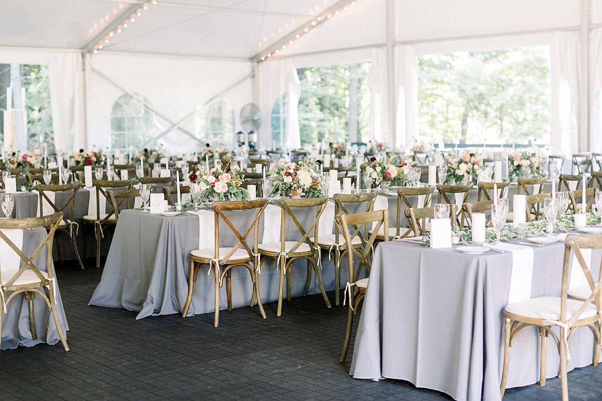 Arielle Peters Photography | Wedding reception table settings and floral arrangements at The Morris Estate in Niles, Michigan on wedding day.  