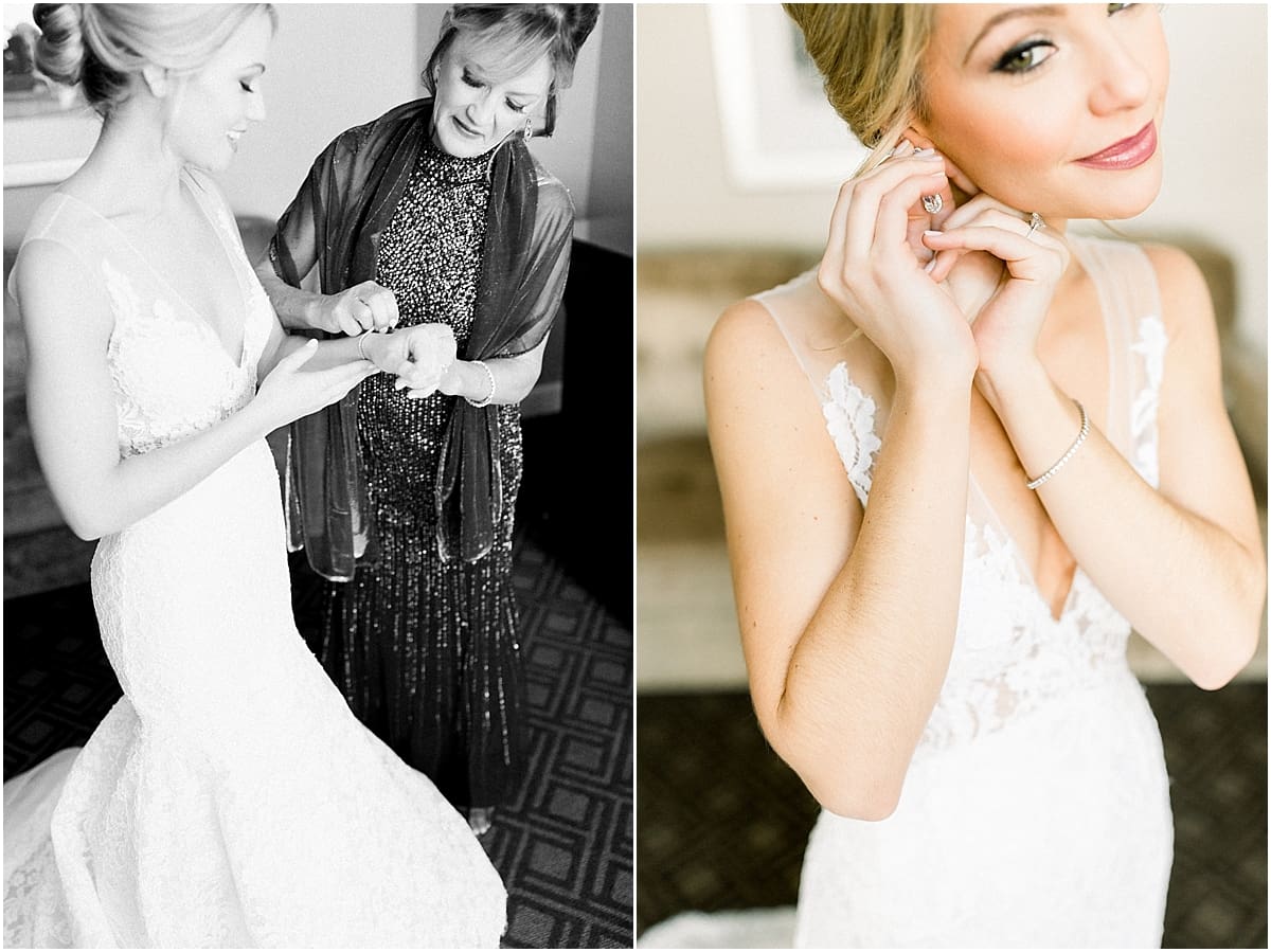 Arielle Peters Photography | Mother of the bride helping put jewelry on bride on Indianapolis wedding day.