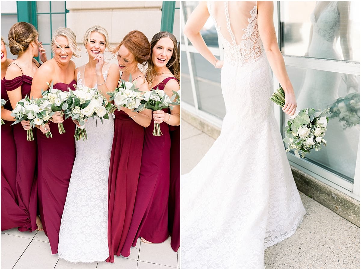 Arielle Peters Photography | Bride laughing with bridesmaids holding their bouquets. 
