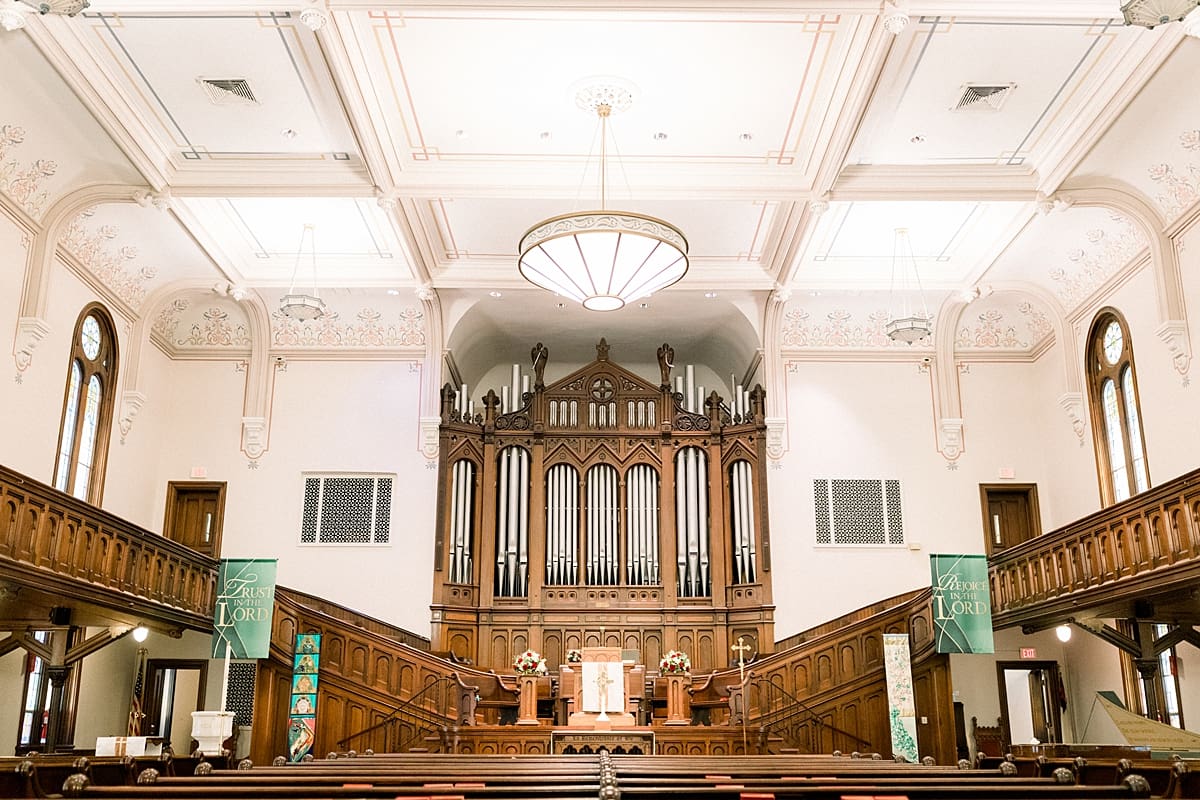 Arielle Peters Photography | Interior of Roberts Park Church in Indianapolis on wedding day.