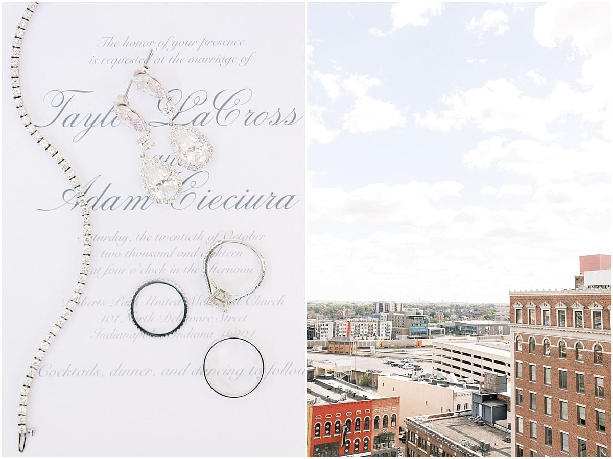 Arielle Peters Photography | Wedding rings and jewelry on wedding invitations in Indianapolis.