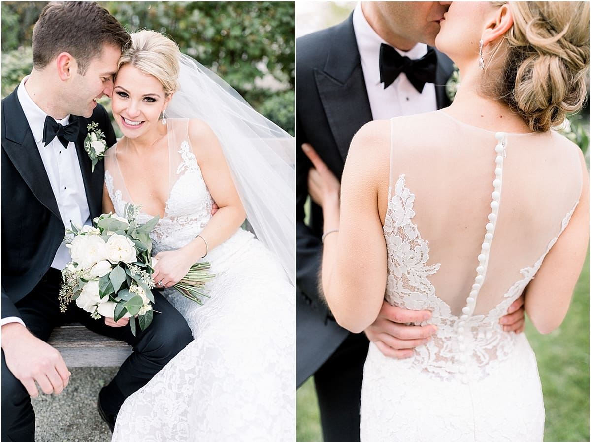 Arielle Peters Photography | Bride and groom kissing downtown Indianapolis on wedding day.